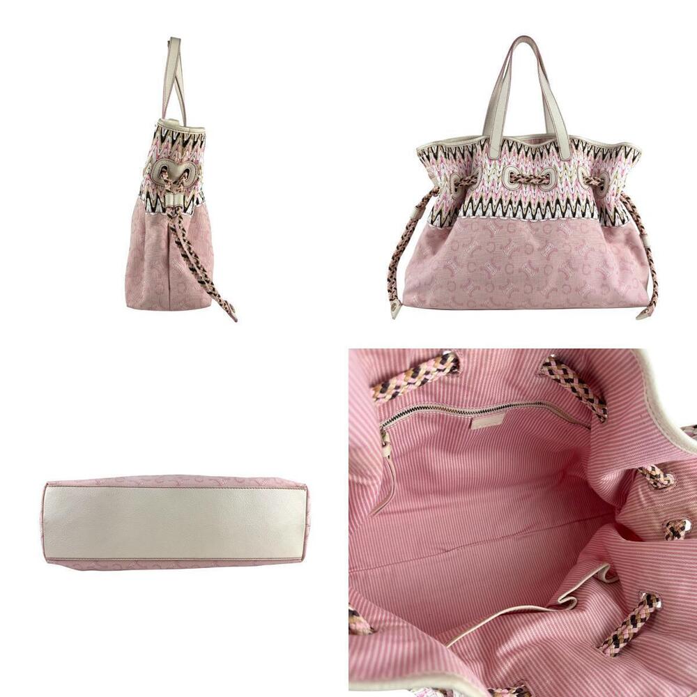 Celine white canvas pink handbag leather White Pink